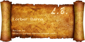Lorber Barna névjegykártya
